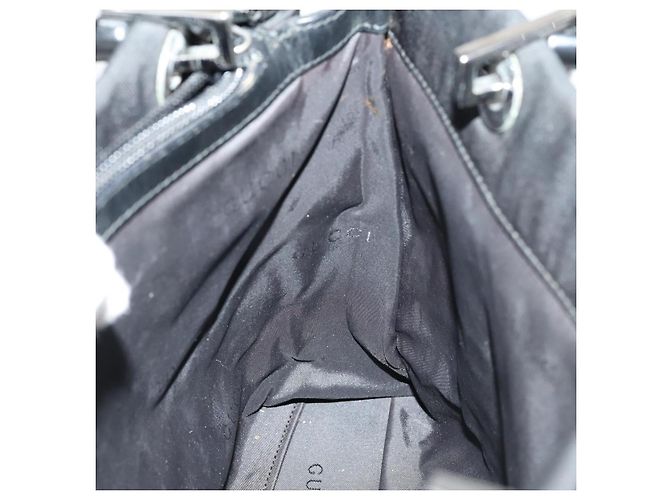 Bamboo Borsa Tote in Canvas GG Gucci Nylon 2way Nera Argento 002 1016 Auth BA8455 Nero - vista 20