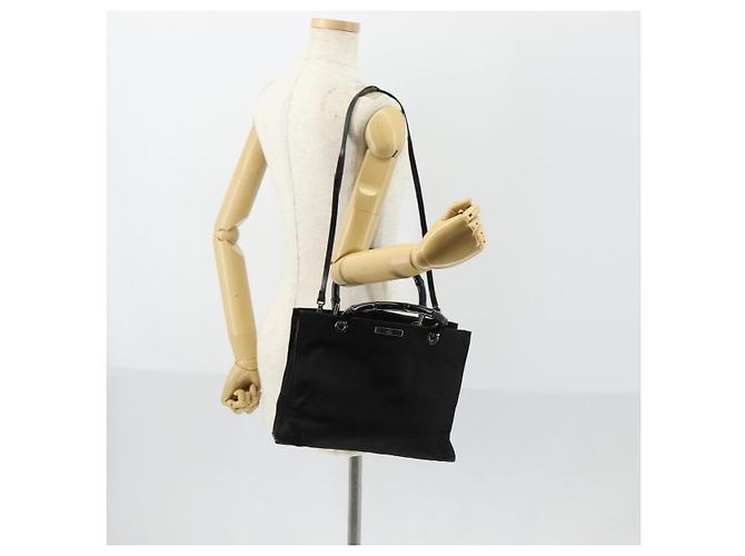 Bamboo Borsa Tote in Canvas GG Gucci Nylon 2way Nera Argento 002 1016 Auth BA8455 Nero - vista 24