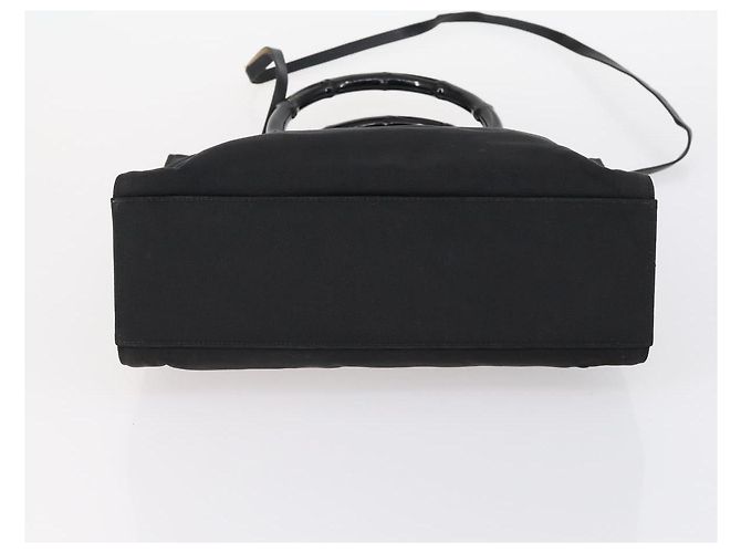 Bamboo Borsa Tote in Canvas GG Gucci Nylon 2way Nera Argento 002 1016 Auth BA8455 Nero - vista 5