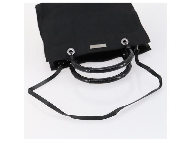 Bamboo Borsa Tote in Canvas GG Gucci Nylon 2way Nera Argento 002 1016 Auth BA8455 Nero - vista 7