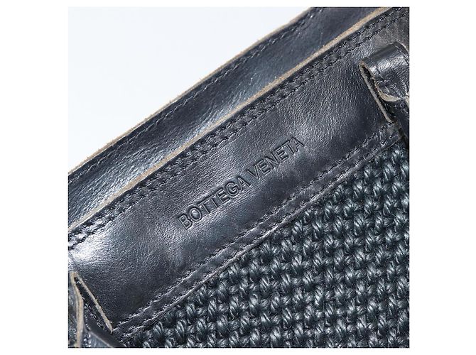 Autre Marque BOTTEGA VENETA Borsa a mano in tela nera Auth 155219 Nero - vista 17