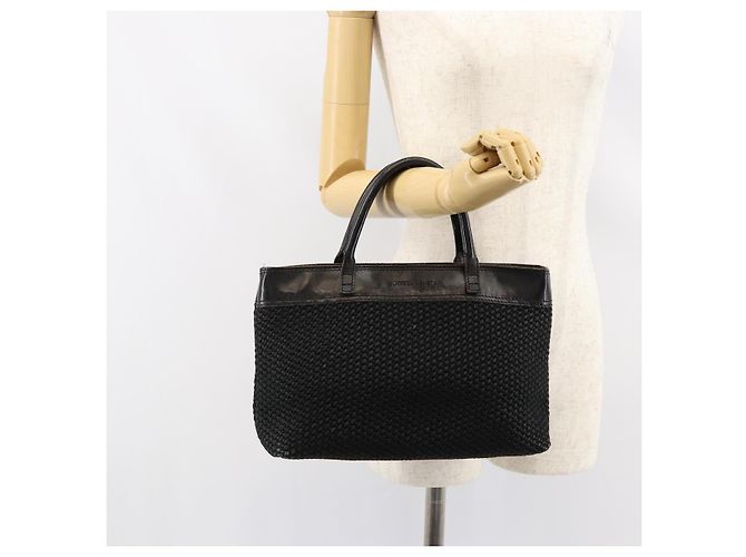 Autre Marque BOTTEGA VENETA Borsa a mano in tela nera Auth 155219 Nero - vista 25