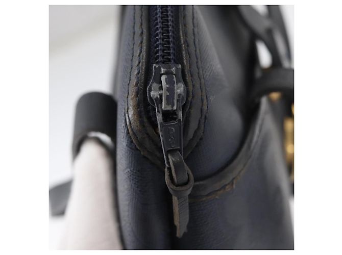 Borsa a mano Christian Dior in pelle blu navy oro Auth 151674 D'oro - vista 10