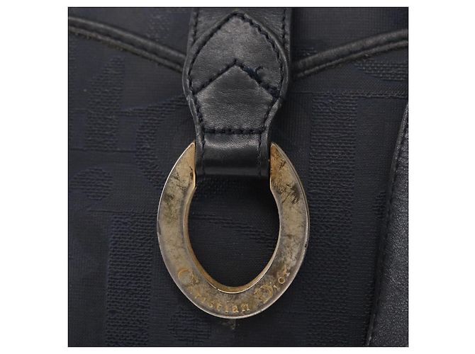 Borsa a mano Christian Dior in pelle blu navy oro Auth 151674 D'oro - vista 11