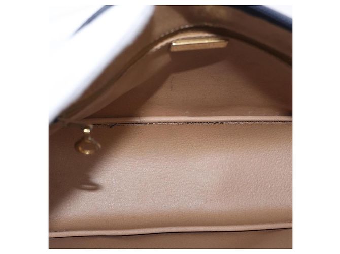 Borsa a mano Christian Dior in pelle blu navy oro Auth 151674 D'oro - vista 12