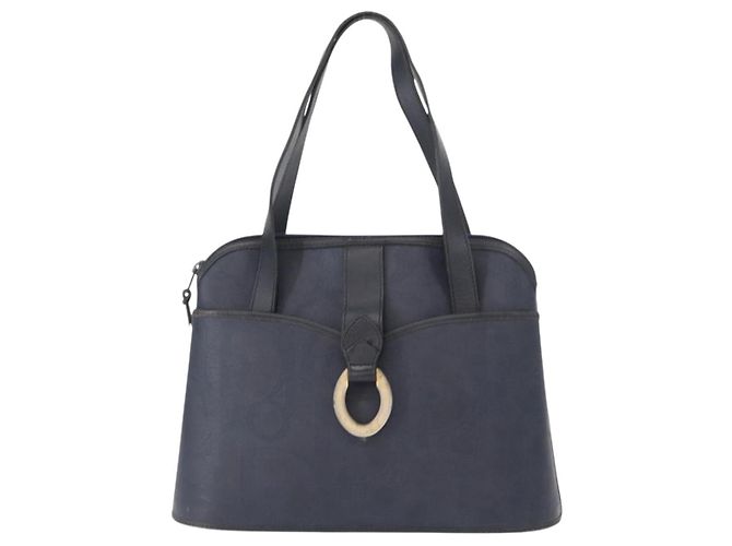 Borsa a mano Christian Dior in pelle blu navy oro Auth 151674 D'oro - vista 13