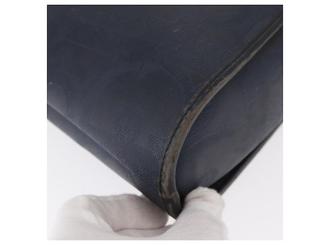 Borsa a mano Christian Dior in pelle blu navy oro Auth 151674 D'oro - vista 15