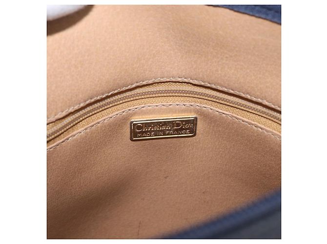 Borsa a mano Christian Dior in pelle blu navy oro Auth 151674 D'oro - vista 17