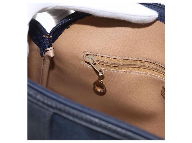Borsa a mano Christian Dior in pelle blu navy oro Auth 151674 D'oro - vista 20