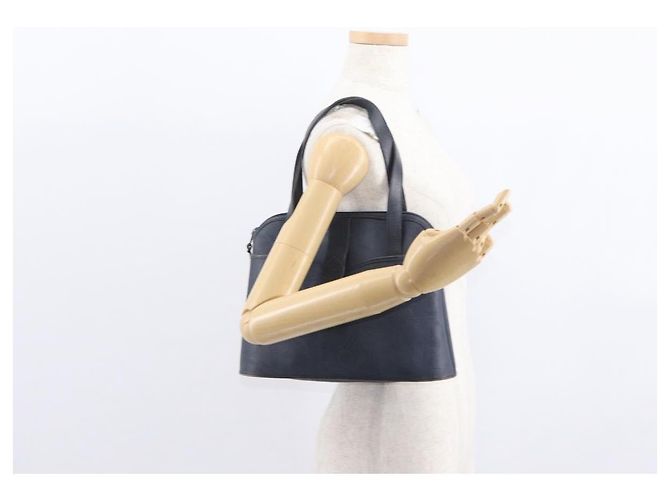 Borsa a mano Christian Dior in pelle blu navy oro Auth 151674 D'oro - vista 22