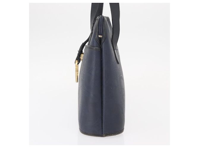 Borsa a mano Christian Dior in pelle blu navy oro Auth 151674 D'oro - vista 3
