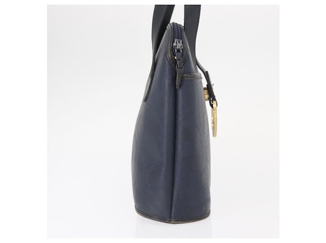 Borsa a mano Christian Dior in pelle blu navy oro Auth 151674 D'oro - vista 4