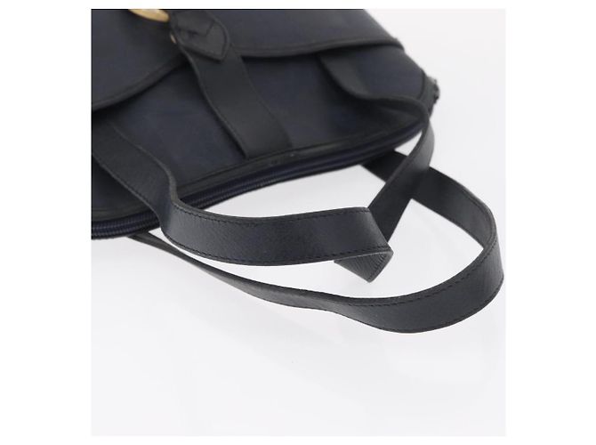 Borsa a mano Christian Dior in pelle blu navy oro Auth 151674 D'oro - vista 7