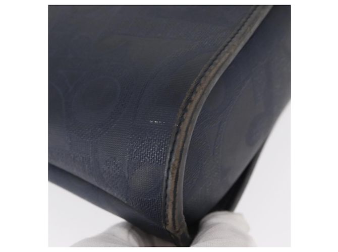 Borsa a mano Christian Dior in pelle blu navy oro Auth 151674 D'oro - vista 9