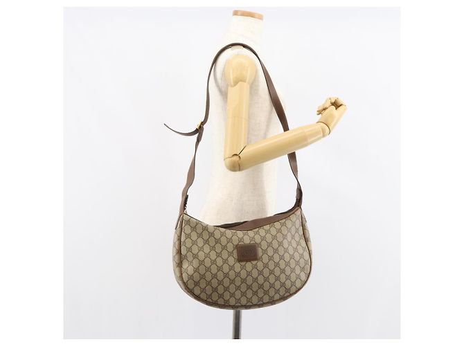 Gucci Borsa a spalla GG Supreme in PVC Beige Oro Auth ep12173 D'oro - vista 23
