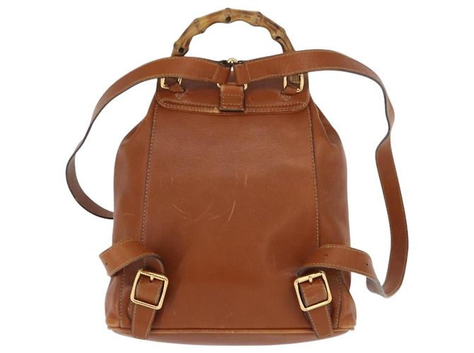 Zaino in pelle Gucci Bamboo marrone oro Auth 154653 D'oro - vista 2