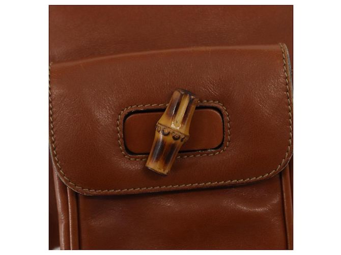 Zaino in pelle Gucci Bamboo marrone oro Auth 154653 D'oro - vista 21