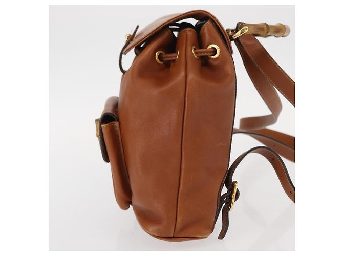 Zaino in pelle Gucci Bamboo marrone oro Auth 154653 D'oro - vista 3