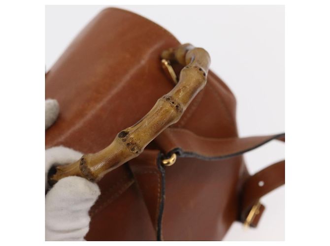 Zaino in pelle Gucci Bamboo marrone oro Auth 154653 D'oro - vista 7