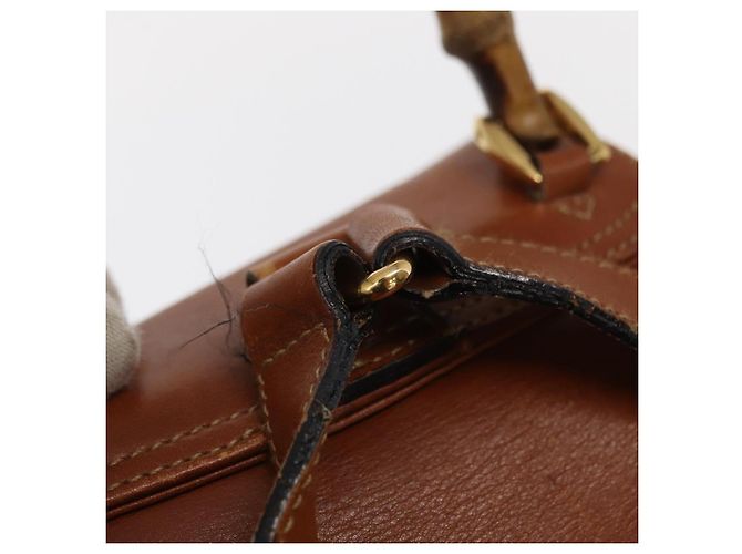 Zaino in pelle Gucci Bamboo marrone oro Auth 154653 D'oro - vista 8
