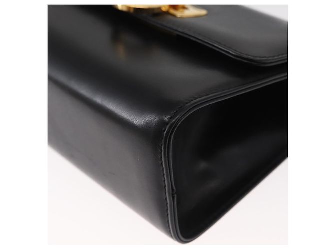 Borsa a Spalla Gancini in Pelle Nera e Oro Salvatore Ferragamo Auth bs31444 Nero D'oro - vista 14