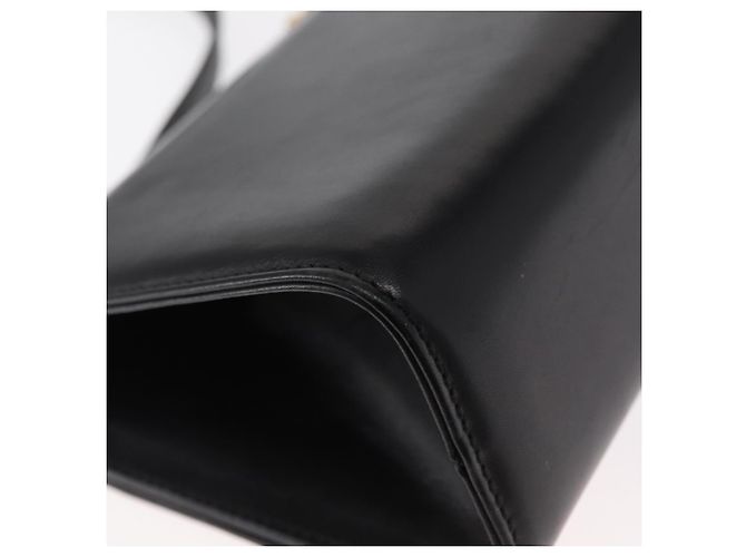 Borsa a Spalla Gancini in Pelle Nera e Oro Salvatore Ferragamo Auth bs31444 Nero D'oro - vista 15