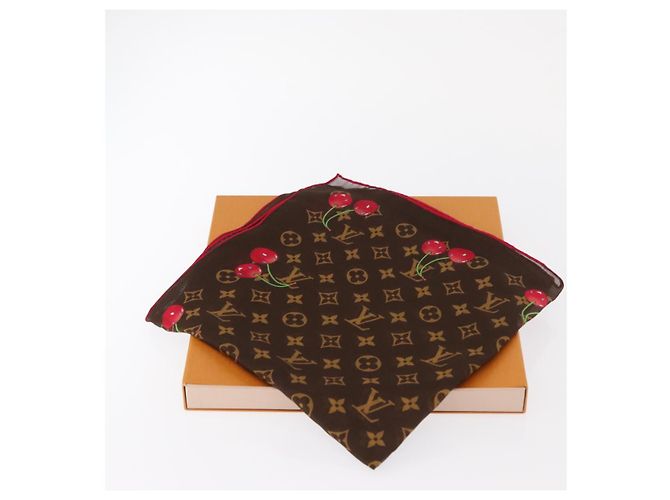 LOUIS VUITTON Sciarpa Monogramma Ciliegia LVxTM Carre 55 M96090 Auth BA7938M - vista 13