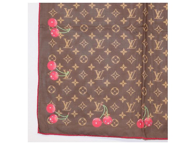 LOUIS VUITTON Sciarpa Monogramma Ciliegia LVxTM Carre 55 M96090 Auth BA7938M - vista 4