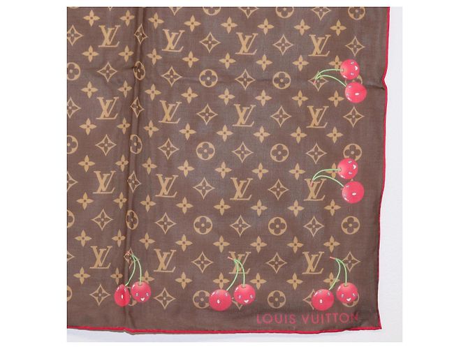 LOUIS VUITTON Sciarpa Monogramma Ciliegia LVxTM Carre 55 M96090 Auth BA7938M - vista 5