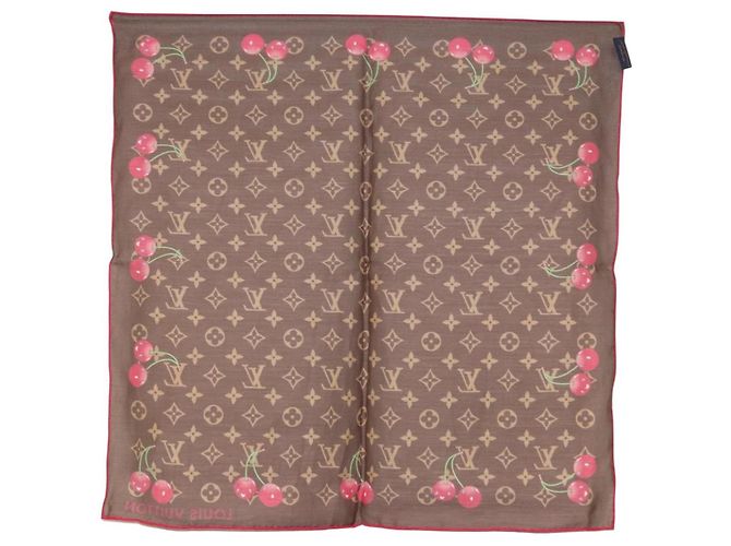 LOUIS VUITTON Sciarpa Monogramma Ciliegia LVxTM Carre 55 M96090 Auth BA7938M - vista 7