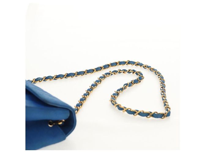 CHANEL Borsa a Spalla Mademoiselle in Tela Blu Oro CC Auth 154058SAV D'oro - vista 15