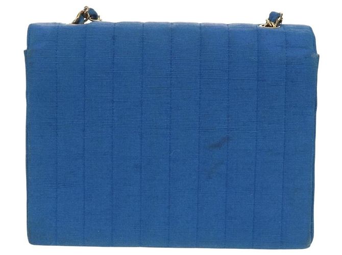 CHANEL Borsa a Spalla Mademoiselle in Tela Blu Oro CC Auth 154058SAV D'oro - vista 2