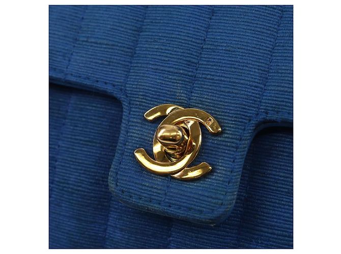 CHANEL Borsa a Spalla Mademoiselle in Tela Blu Oro CC Auth 154058SAV D'oro - vista 20