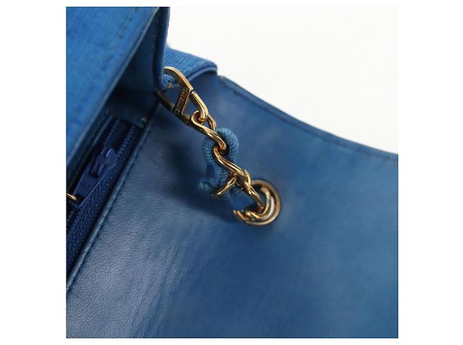 CHANEL Borsa a Spalla Mademoiselle in Tela Blu Oro CC Auth 154058SAV D'oro - vista 23