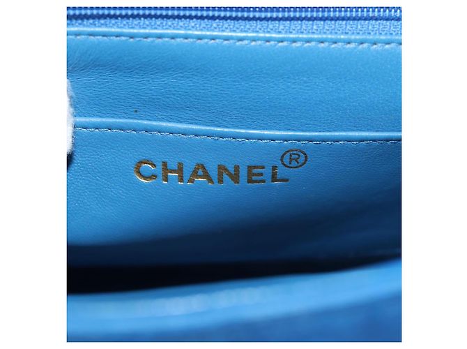 CHANEL Borsa a Spalla Mademoiselle in Tela Blu Oro CC Auth 154058SAV D'oro - vista 24