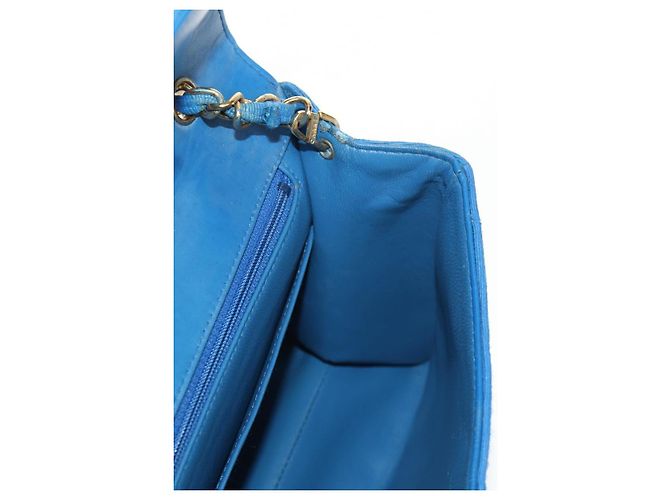 CHANEL Borsa a Spalla Mademoiselle in Tela Blu Oro CC Auth 154058SAV D'oro - vista 25