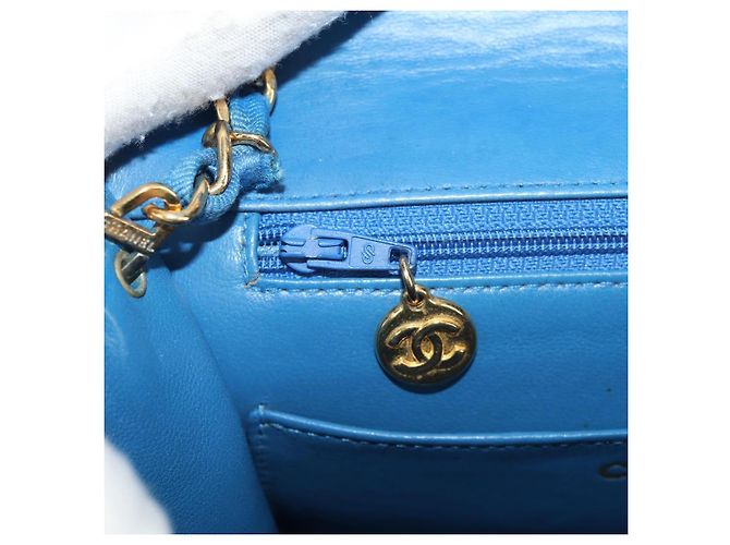 CHANEL Borsa a Spalla Mademoiselle in Tela Blu Oro CC Auth 154058SAV D'oro - vista 27