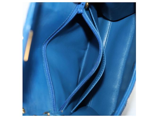 CHANEL Borsa a Spalla Mademoiselle in Tela Blu Oro CC Auth 154058SAV D'oro - vista 28