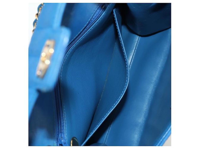 CHANEL Borsa a Spalla Mademoiselle in Tela Blu Oro CC Auth 154058SAV D'oro - vista 29