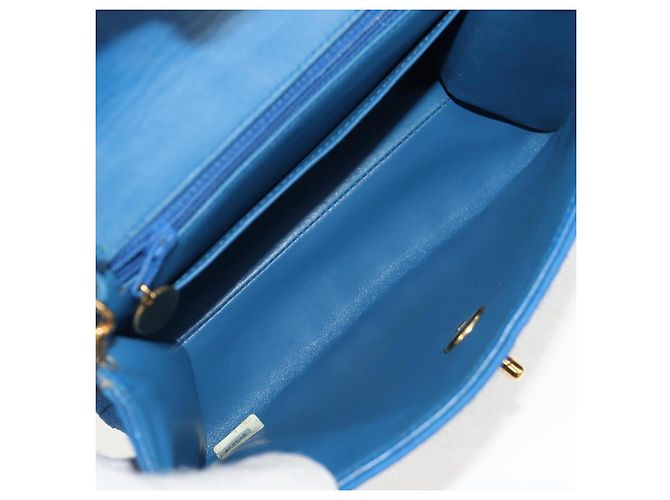 CHANEL Borsa a Spalla Mademoiselle in Tela Blu Oro CC Auth 154058SAV D'oro - vista 9
