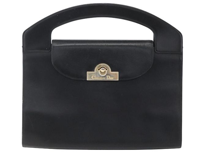 Borsa a mano Christian Dior in pelle nera e oro Auth 151752 Nero D'oro - vista 13