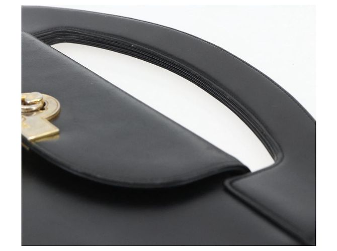 Borsa a mano Christian Dior in pelle nera e oro Auth 151752 Nero D'oro - vista 14