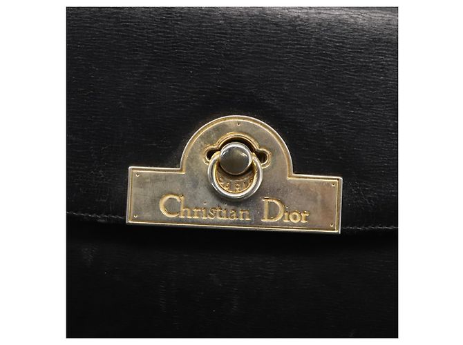 Borsa a mano Christian Dior in pelle nera e oro Auth 151752 Nero D'oro - vista 18