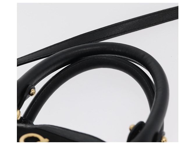 Borsa a mano Gancini in nylon 2 in 1 nera e oro Auth 154686 di Salvatore Ferragamo Nero D'oro - vista 14