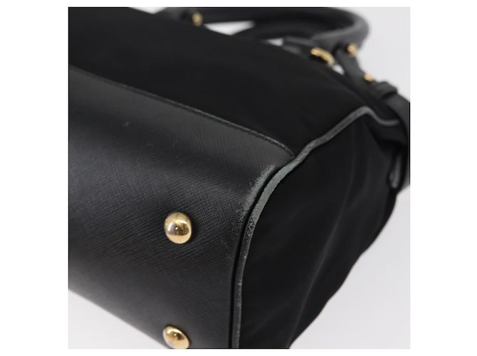 Borsa a mano Gancini in nylon 2 in 1 nera e oro Auth 154686 di Salvatore Ferragamo Nero D'oro - vista 16