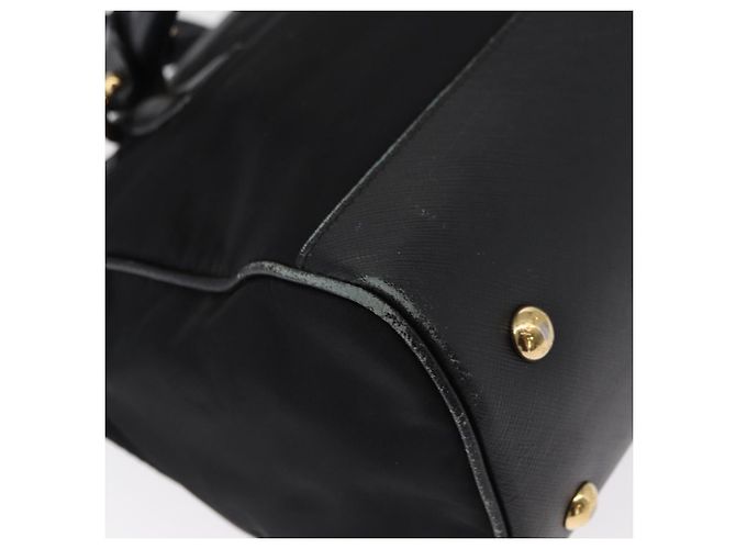 Borsa a mano Gancini in nylon 2 in 1 nera e oro Auth 154686 di Salvatore Ferragamo Nero D'oro - vista 17