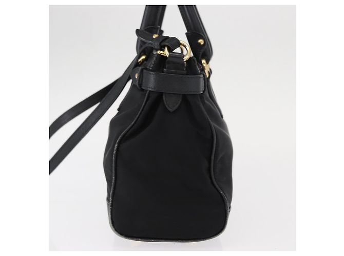 Borsa a mano Gancini in nylon 2 in 1 nera e oro Auth 154686 di Salvatore Ferragamo Nero D'oro - vista 3