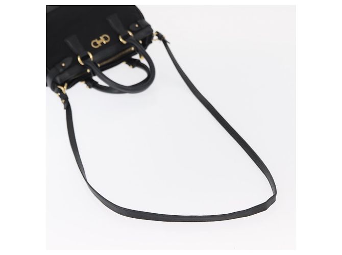 Borsa a mano Gancini in nylon 2 in 1 nera e oro Auth 154686 di Salvatore Ferragamo Nero D'oro - vista 8