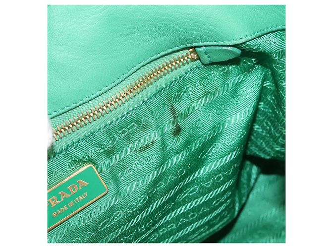PRADA Borsa a mano in nylon verde oro Auth 154693 D'oro - vista 11