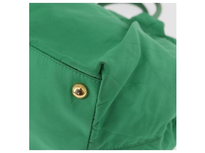 PRADA Borsa a mano in nylon verde oro Auth 154693 D'oro - vista 14